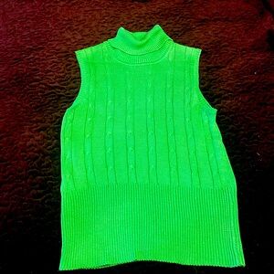 Grace Green Silk Mock Sleeveless Knit Sweater Top